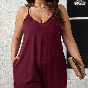 SHEIN Curve Burgundy Romper